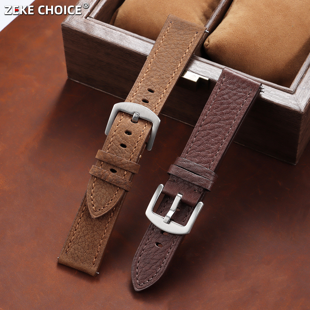 Omega Watches Smartwatch - Pulseira de Couro Genuíno Vintage com