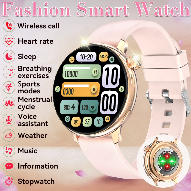 Smartwatch Stylish Watches For Women - Relógio Inteligente Redondo Estiloso para Mulheres