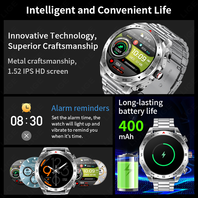 Fones de Ouvido LIGE TWS Bluet - Smartwatch Noise Watches For Men avaliação e preço